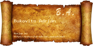 Bukovits Adrián névjegykártya